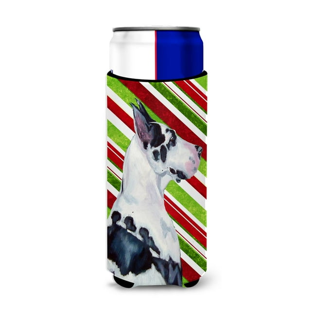 Gran Danés Candy Cane Holiday Christmas Ultra Aisladores De Bebidas Para Latas Delgadas Lh9236Muk