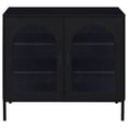 thumbnail image 4 of Jess 2-door Arched Fluted Glass Accent Cabinet Black, 4 of 11