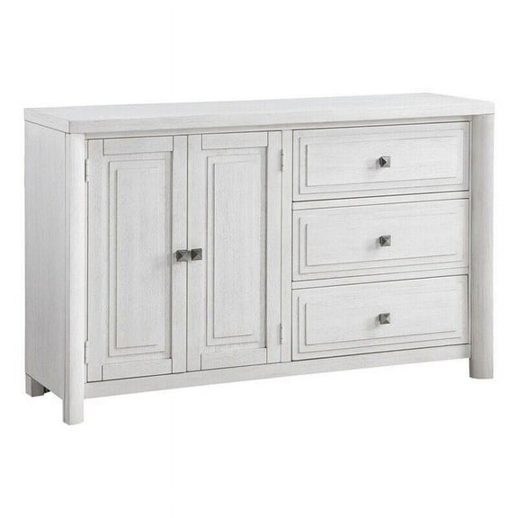 Sunset Trading Dover 62" White Wood Sideboard Server Table w Cabinet & 3 Drawers