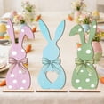 thumbnail image 6 of hulanddfd 3 Pcs Easter Bunny Table Wooden Signs Rabbits Shaped Table Tiered Tray Decoration Farmhouses Table Centerpiece Rabbits for Spring Easter Office Home Decor, 6 of 6