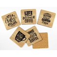 thumbnail image 2 of Inkdotpot Set of 6 Drink Coasters Easy Clean 4-inch SquareCoastersCork Base-Reusable- Coffee Quote, 2 of 8