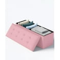 thumbnail image 5 of Wubio Folding Storage Ottoman Bench, Multi-Functional Ottoman Footrest, End of Bed Bench, Storage Chest for Living Room, Bedroom, Hallway, Entryway, Holds Up to 700 lbs (Light Pink, 43 Inches), 5 of 10