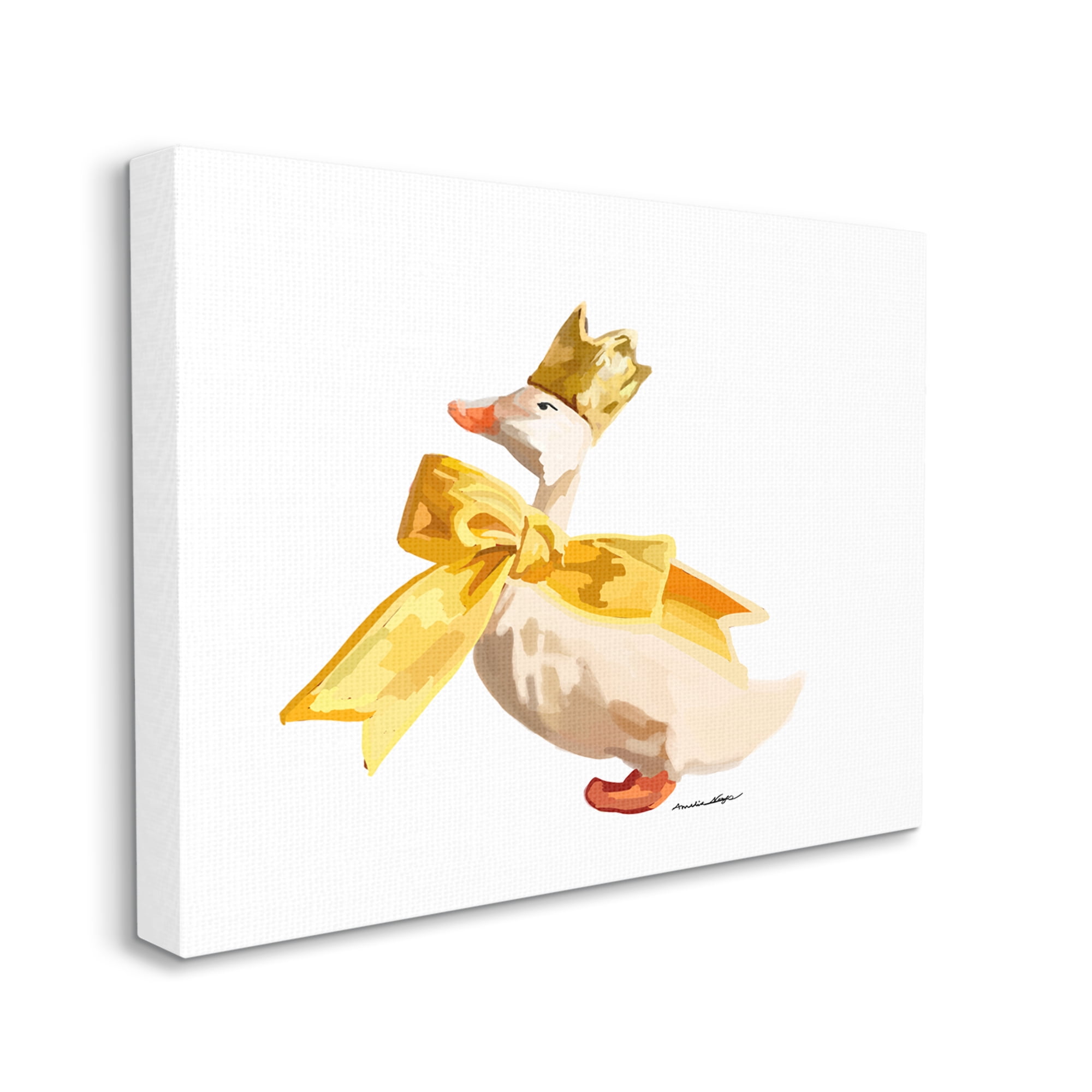Stupell Industries Royal Duck with Bow Animals & Insects Painting Gallery Wrapped Canvas Art Print Wall Art, 30 x 24