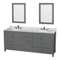 Wyndham Collection Sheffield 80" Wood Double Bathroom Vanity in Dark Gray/White