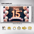 thumbnail image 6 of Pink Balloons Happy 15th Birthday Warm Light Floral Theme Banner for Teen Celebration Birthday Party Indoor Decoration, 6 of 9