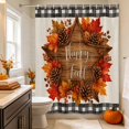 thumbnail image 6 of Happy Fall Shower Curtains for Bathroom, Maple Leaves Checked Thanksgiving Vintage Waterproof Fabric Shower Curtain, Decorative Bathroom Curtain for Bathtub, 36"x72", No Hooks Included, 6 of 9