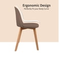 thumbnail image 6 of Set of 2 Armless Plastic Dining Chair Wood Legs for Dining Room Plastic Molded Seat With Cushion, Brown, 6 of 11