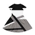thumbnail image 4 of CCRFTGI Short Sleeve Dresses for Children Girls Size 7 Basic 2026 Summer A Line Skater Dress Cute Color block Dresses Party Girls Fashion Dark Gray 11-12 Years, 4 of 5