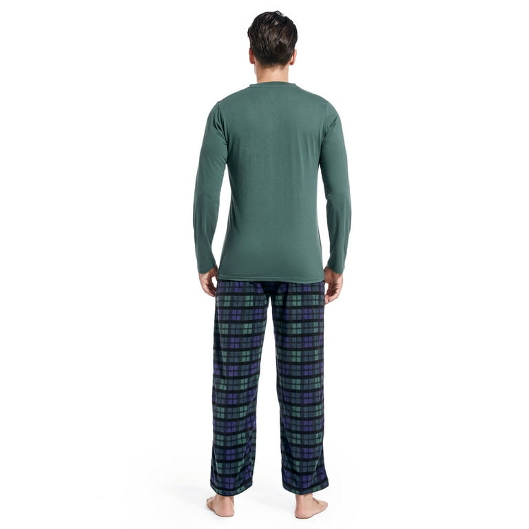 DG Hill Pajama Set, 2 Piece Sleepwear Set for Men, Henley Top and PJ Pants  