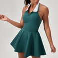 thumbnail image 1 of Haivin Robe Courte Ajustée Sans Manches pour Femmes à Col Suspendu avec Revers, Robe de Course Extérieure, Robe de tennis yoga Entraînement Physique, Robe Sans Manches à Revers, 1 of 9