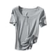 thumbnail image 2 of Fiudx Ofertas Flash Artículos En Oferta Camiseta de Manga Corta con Cuello Redondo y Botones de Color Liso para Mujer, Camiseta Básica de Verano para Mujer, Top/Camisa de Manga Corta con Cuello Redon, 2 of 7