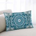 thumbnail image 2 of Teal Boho Throw Pillow Cover 16 x 24 Inch Decorative Pillow Cover Ethnic Chic Rustic Abstract Floral Aesthetic Lumbar Pillowcase Seasonal Rectangle Cushion Case for Couch Sofa Bed Living Room, 2 of 7