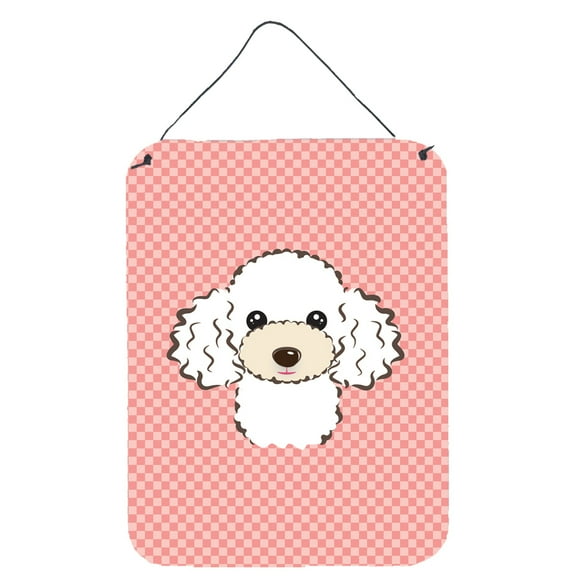 Caroline's Treasures BB1257DS1216 Checkerboard Pink White Poodle Wall or Door Hanging Prints, 12x16, multicolor