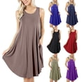 thumbnail image 5 of Biekopu Women's Summer Mini Dress, Casual Sleeveless Scoop Neck Solid Color Swing Tank Dress, 5 of 5