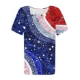 thumbnail image 5 of USA Patriotic Graphic Tee ,Women Fashion Loose Crew Neck Pleated Shirt with Button Accents, 5 of 5