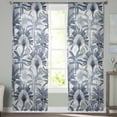 thumbnail image 2 of Blue Tropical Leaves Sheer Curtains 84 Inches Long 2 Panels Set, Window Sheer Curtains for Living Room/Bedroom, Summer Palm Trees Botanical Light Filtering Rod Pocket Curtain 52'' x 84'' x 2, 2 of 7