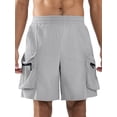 thumbnail image 4 of APTRO Men's Cargo Shorts 9" Elastic Waist Drawstring Summer Casual Corduroy Work Shorts with Zipper Pockets Light Gray L, 4 of 7