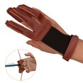 thumbnail image 2 of Archery Finger Glove Adjustable 3 Finger Cowhide Brown Archery Finger Guard for Shooting, 2 of 8