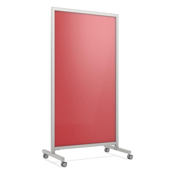 Ghent EZ Mobile Glassboard - Non-magnetic - 75in H x 38in W - Rose