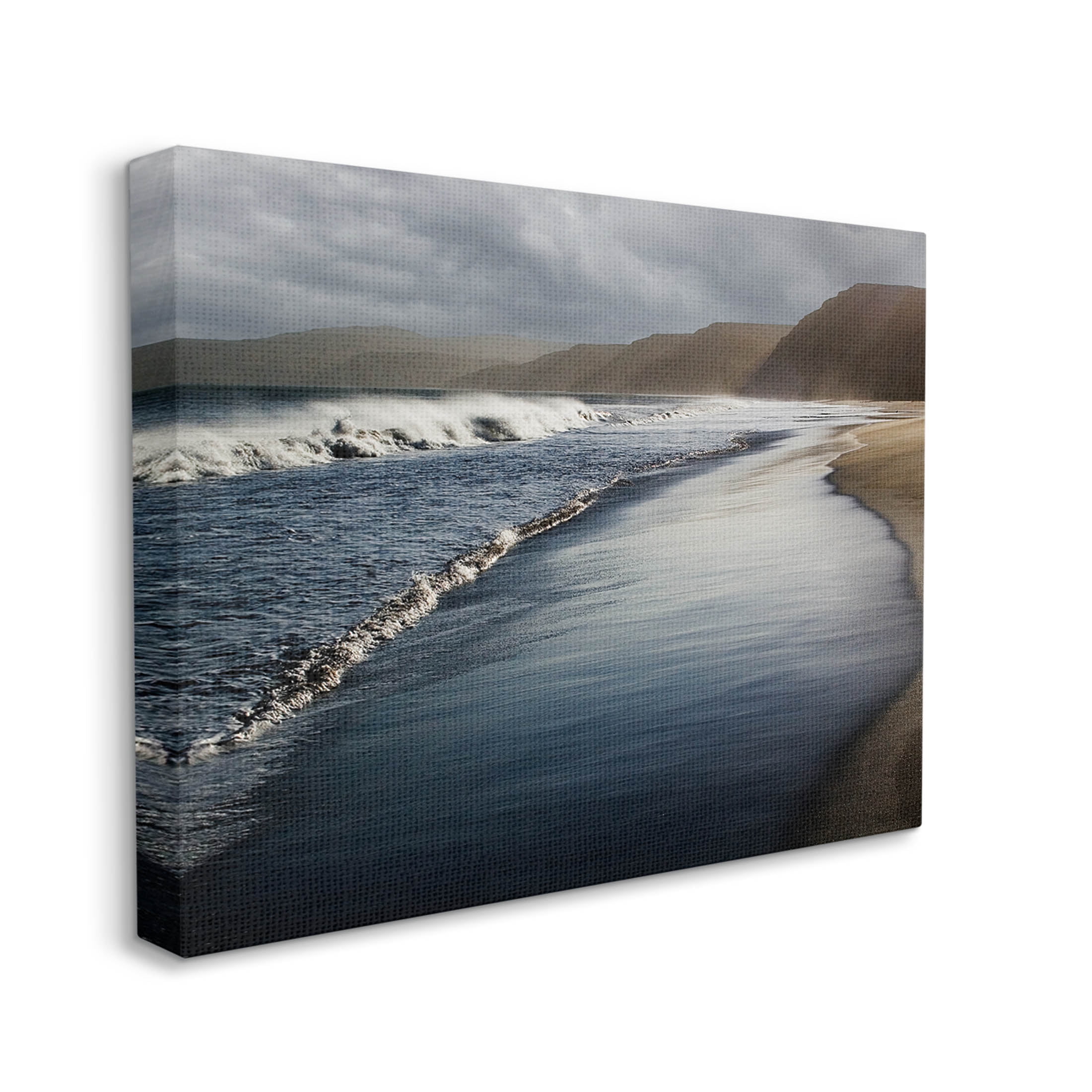 Beach Foam Rolling Waves Coastal Photograph Gallery Wrapped Canvas Print Wall Art