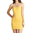 thumbnail image 1 of Women & Juniors Solid Plain Adjustable Spaghetti Strap Camisole Mini Dress Tank Top (YELLOW, Large), 1 of 4
