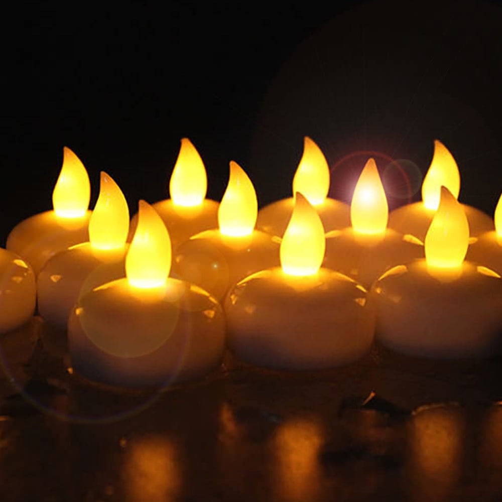 12 Pack Flameless Floating Candles, Warm Yellow Led Flickering Tealight