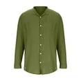 thumbnail image 4 of zfhfof Mens Button Down Shirts Casual Long Sleeve Cotton Linen Shirts Solid Plain Roll-Up Sleeve Summer Beach Shirts, 4 of 5