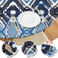 thumbnail image 4 of Blue Ethnic Geometric Pattern Round Fitted Tablecloth with Elastic Edge,Dining Table Cover Waterproof,Outdoor Round Tablecloth for Camping,Dining,Indoor and Outdoor, 4 of 7