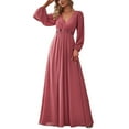thumbnail image 2 of Lolmot Womens Elegant Sexy V-Neck Long Sleeve Chiffon Dress Grecian Flowy Wrap Maxi Evening Dress Party Dress, 2 of 5