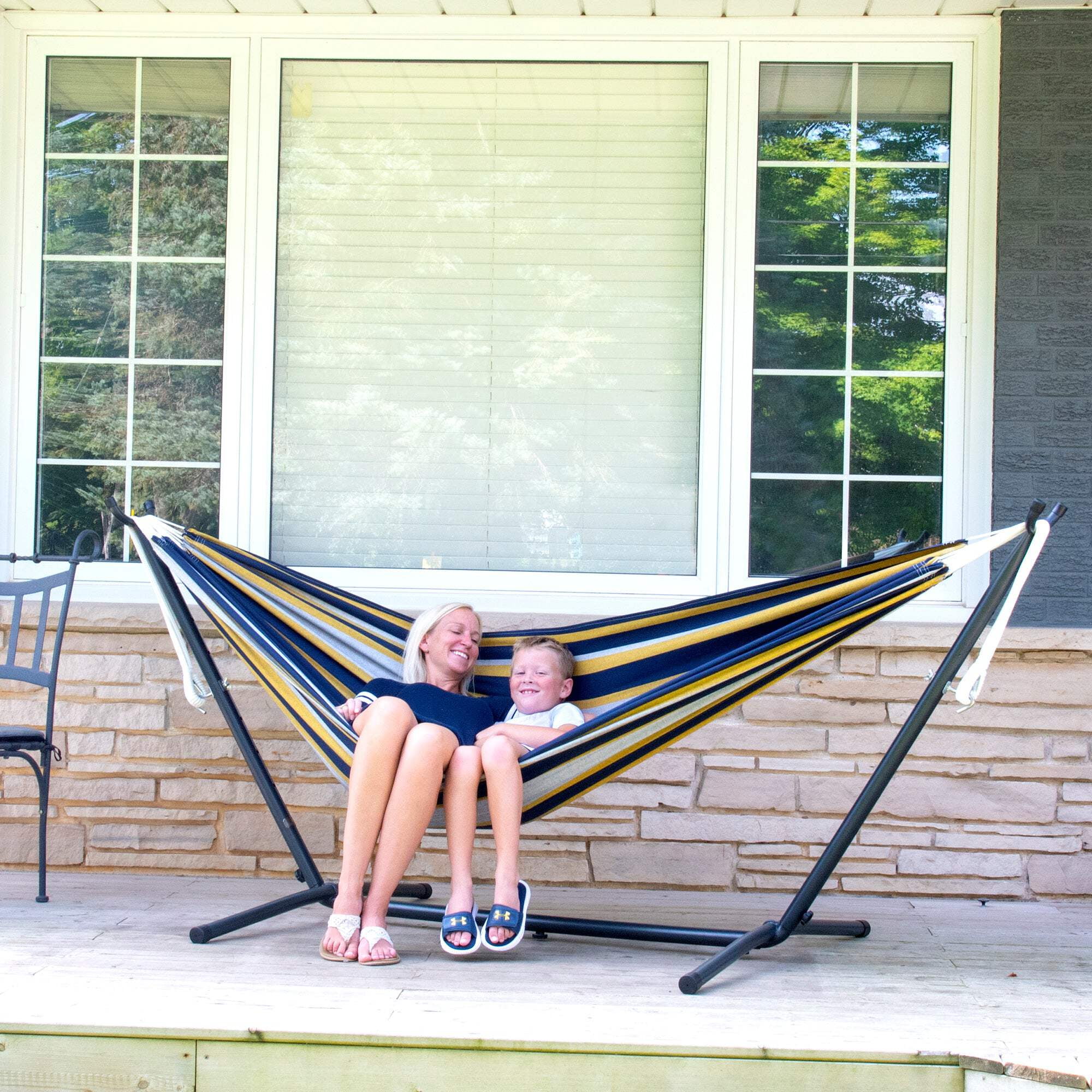 Vivere Brazilian Style Double Cotton Hammock, Outdoor Hanging Daybed, Serenity
