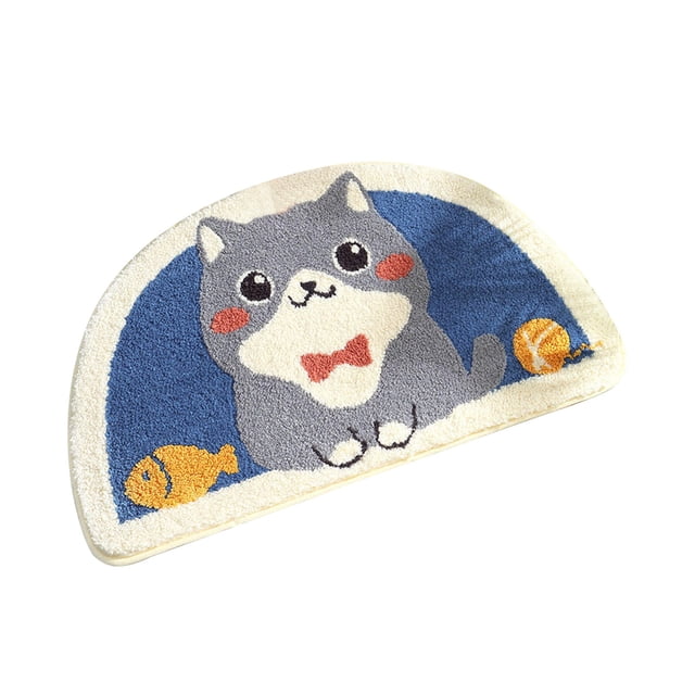 Semicircular Bathroom Mat, Absorbent Non-Slip Floor Mat for Bathroom and Toilet, Quick-Dry Door Mat for Household Use, Half Circle Entryway Mat for Indoor Spaces