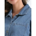 thumbnail image 5 of INSPIRE CHIC Women's Denim Shirt Turn Down Collar Short Sleeve Button Down Shirts XS Blue, 5 of 6