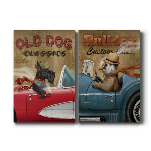 Old Dog Classics Premium Gallery Wrapped Canvas - Ready to Hang - Set of 2 - 8 x 12 Each