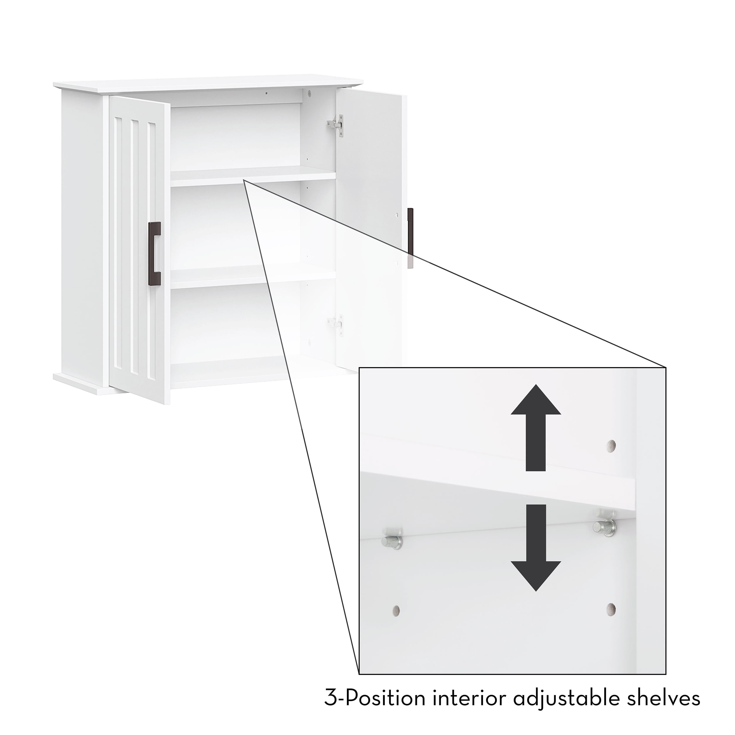 RiverRidge Monroe 2-Door Bathroom Medicine Cabinet Laundry Wall Shelf Storage - White