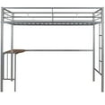 thumbnail image 4 of Tcbosik Metal Loft Bed with Desk Ladder Guardrails, Silver, 4 of 10