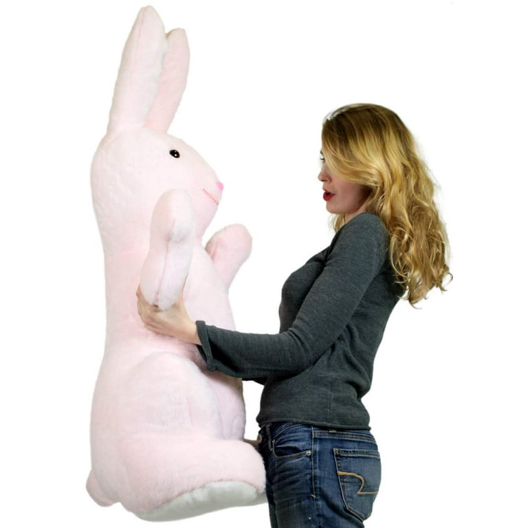 American Made Giant Stuffed Bunny Pink Soft 42 Inch Big Plush Rabbit