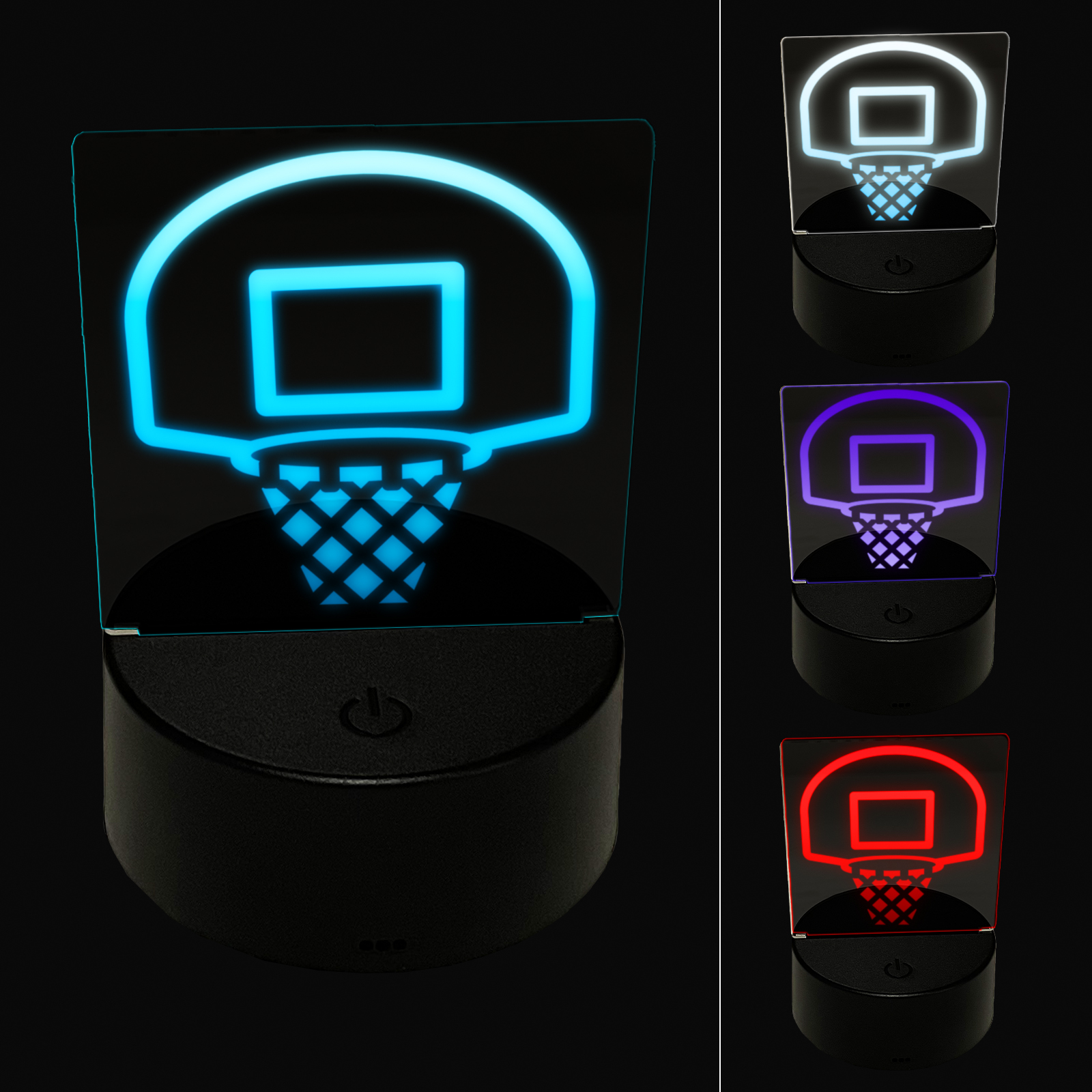 Basketball Hoop and Backboard LED Night Light Sign 3D Illusion Desk