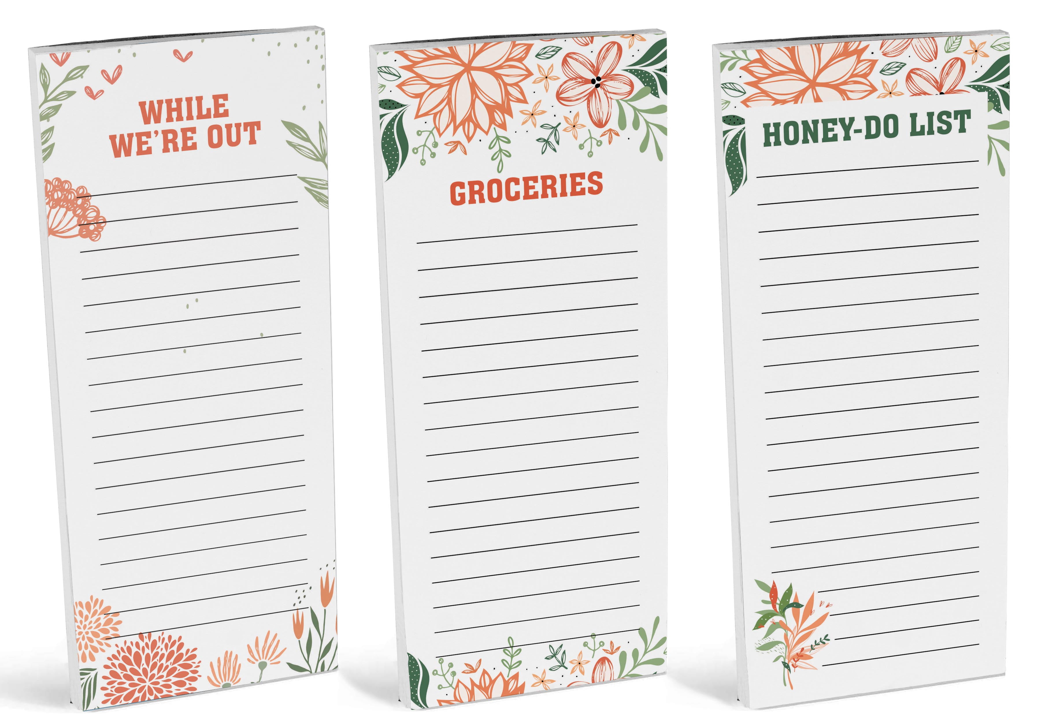 Inkdotpot Pack of 3 Magnetic Fridge To-Do List Notepads- Magnetic Memo Pads For Refrigerator-(50 Sheets Each)-E2