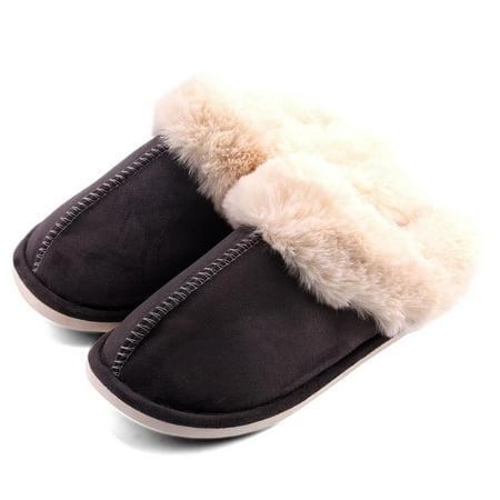 

Women s Comfy Faux Fur House Slipper Scuff Memory Foam Slip on Anti-Skid Sole