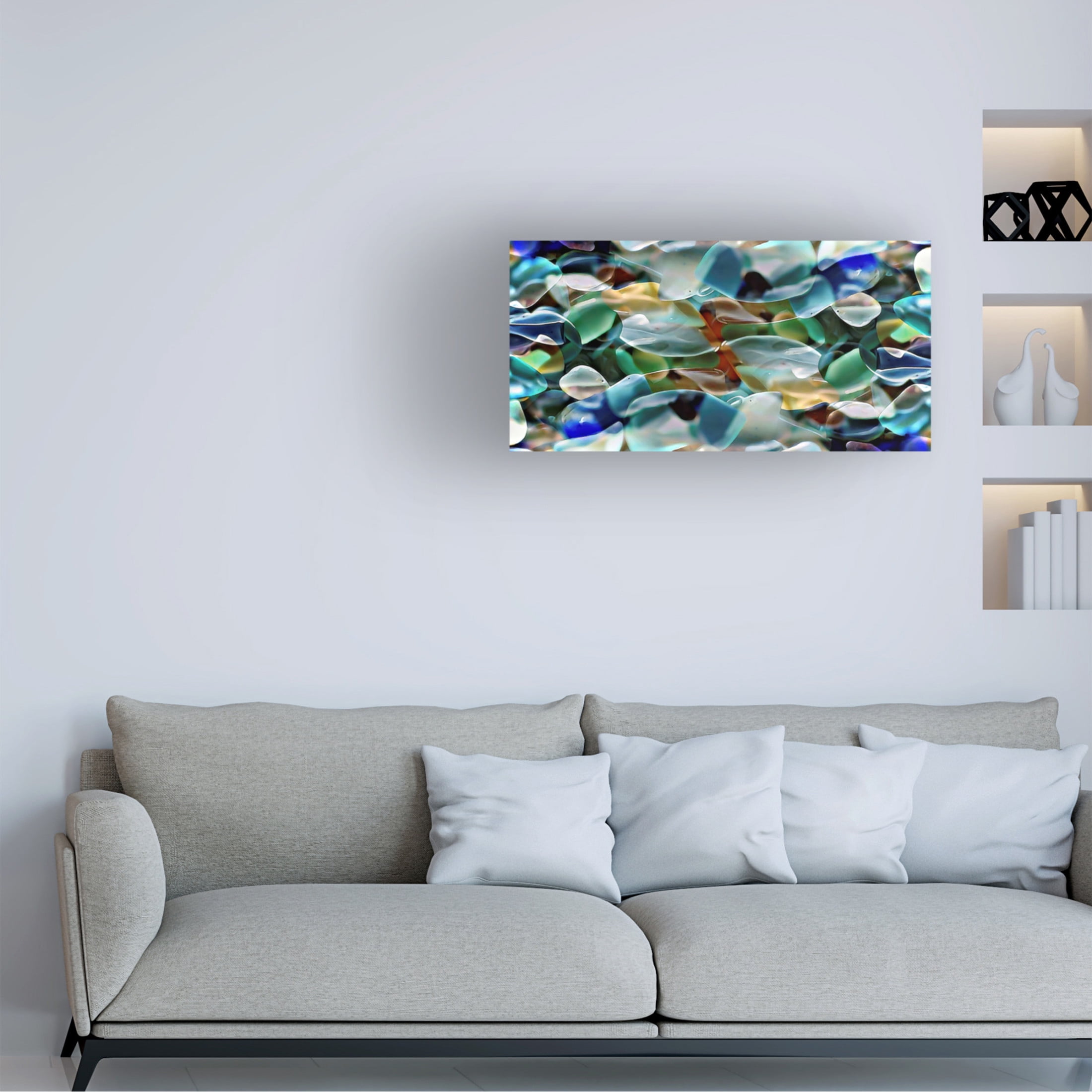 Canvas Wall Art - David Manlove 'Seaglass Abstract 2' Wall Art for Living Room, Bedroom, or Office Décor by Trademark Fine Art - 47 x 24 Inches