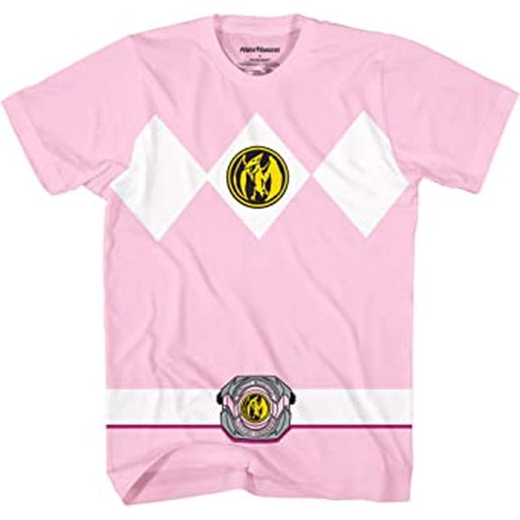 Mighty Morphin Power Rangers Red Blue Yellow Pink Green Black White Blue Costume T-Shirt