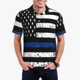 thumbnail image 1 of Balery Thin Blue Line Flag Camisa Polo de Hombre con Estampado, de Manga Corta y Tejido Medio, Camisa Tipo Golf Polo-3X-Large, 1 of 6