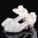 thumbnail image 1 of Zapatos de tacón alto de cuero plateados para niñas, zapatos pequeños para presentaciones en el escenario con piano, zapatos de cristal para niños, zapatos de princesa con vestido brillante, 1 of 5