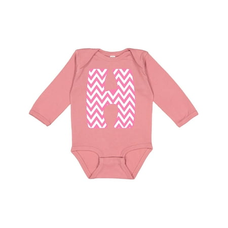 

Inktastic Cute Pink Chevron Initial H Gift Baby Boy or Baby Girl Long Sleeve Bodysuit
