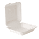 thumbnail image 1 of Contenedor almeja liso 9x9" de bagazo de caña con 200 pz blanco, 1 of 5