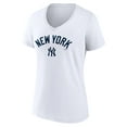 thumbnail image 2 of Women's White New York Yankees Team Lockup V-Neck T-Shirt, 2 of 3