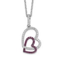 thumbnail image 5 of Auriga Fine Jewelry 925 Sterling Silver 62 Stone Red and White CZ Heart Necklace with 2" Ext. 18" for Women, 5 of 6