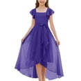 thumbnail image 2 of EnJoCho Girls Chiffon Junior Bridesmaid Dress Square Neck Flutter Sleeves High Low Formal Party Flower Girl Wedding Holiday Dance Pageant Evening Gown, 2 of 3