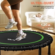 BCAN 550 LBS Foldable Mini Trampoline, 48 Fitness Trampoline with Bungees, Stable & Quiet Exercise Rebounder for Kids/Adults