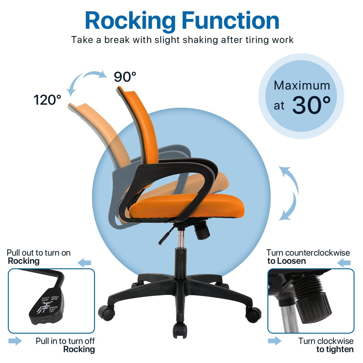 NiamVelo Mesh Office Chair, Mid-Back Home Office Chair Adjustable Ergonomic Desk Chair with Armrest, Rolling Swivel Chair for Adults, Orange